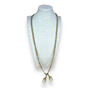 VINTAGE SARAH COVENTRY GOLD PEARL NECKLACE STATEMENT RETRO